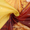 Woven 100% Polyester Crepe Chiffon Foil Printed Fabric